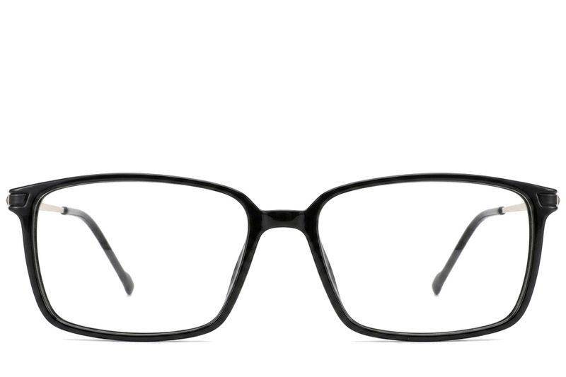 Rechteckige schwarze Titanbrille #BS2012-1827