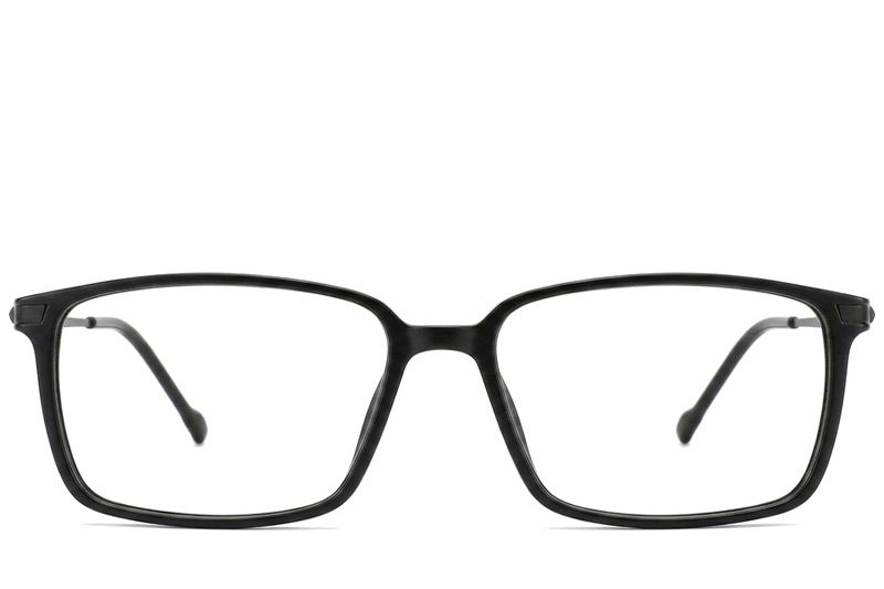 Rechteckige schwarze Titanbrille #BS2012-1832