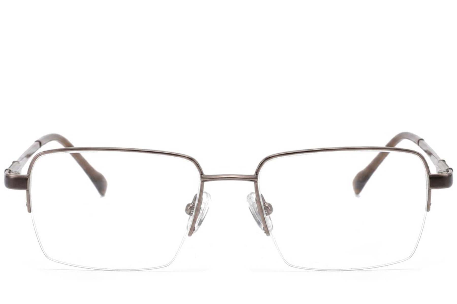 Gafas de titanio marrón con montura semi al aire #BS2012-1845