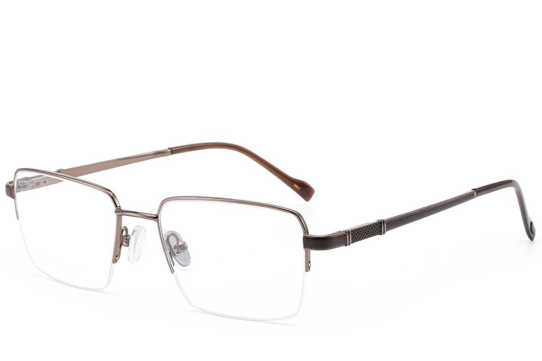 Gafas de titanio marrón con montura semi al aire #BS2012-1845