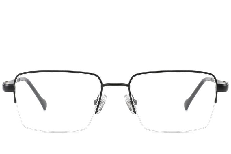 Halbrandlose schwarze Titanbrille #BS2012-1847