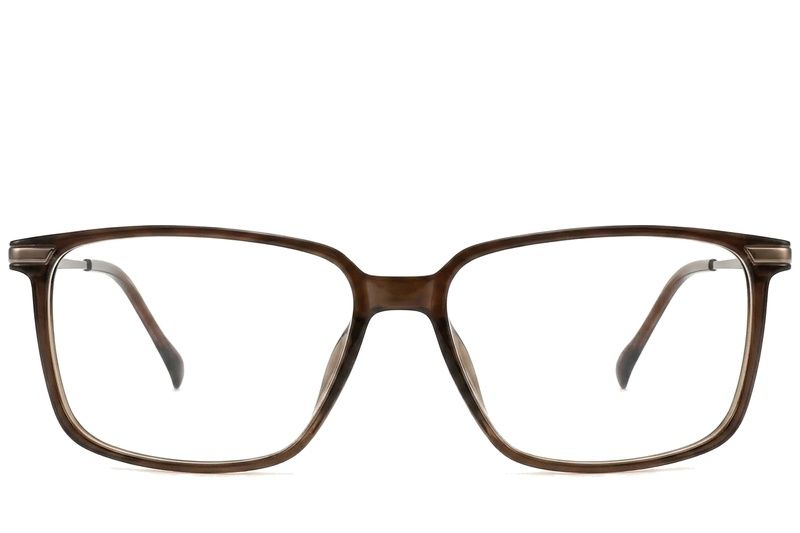 Rechteckige braune Titanbrille #BS2012-1855