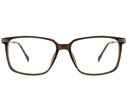 Lunettes rectangulaires en titane brun #BS2012-1855