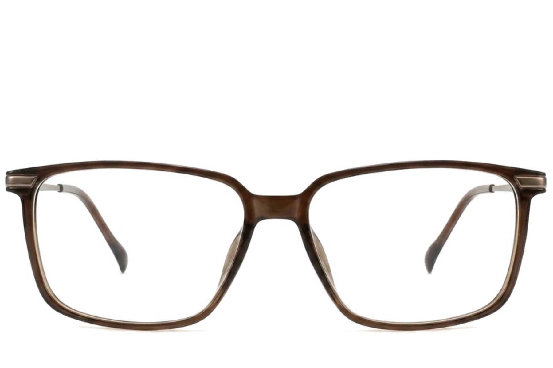 Gafas rectangulares de titanio marrón #BS2012-1855