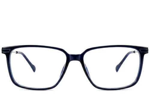 Lunettes rectangulaires en titane bleu #BS2012-1857