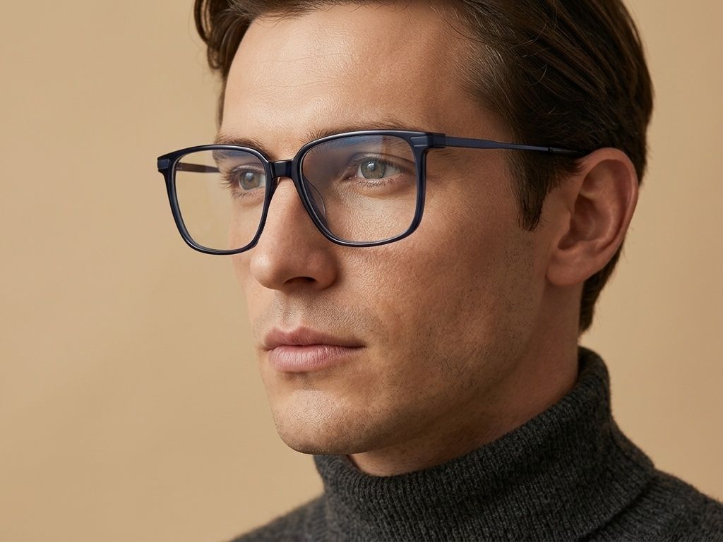 Rechteckige blaue Titanbrille #BS2012-1857