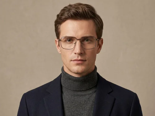 Lunettes rectangulaires en titane brun #BS2012-1861