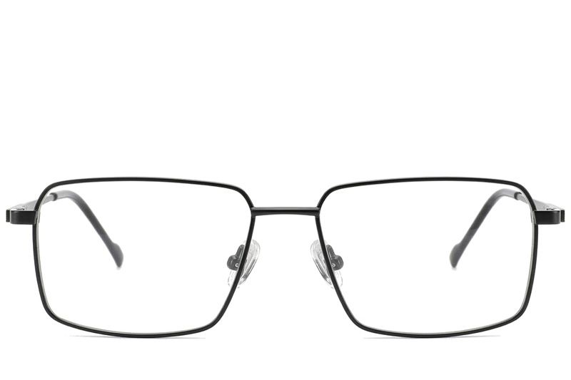 Rechteckige schwarze Titanbrille #BS2012-1863