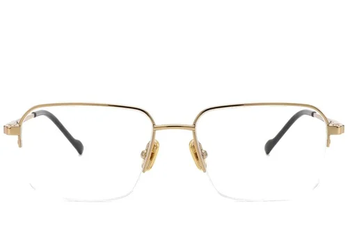 Lunettes semi-cerclées en titane doré #BS2012-1864