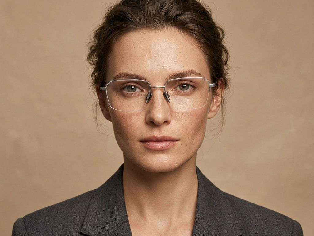 Halbrandlose graue Titanbrille #BS2012-1865
