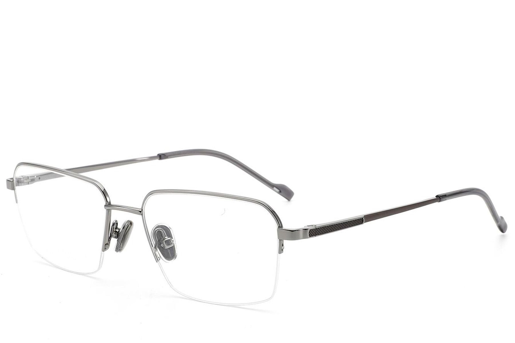 Semi-rimless Grey Titanium Glasses #BS2012-1865