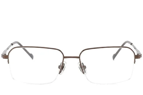Lunettes semi-cerclées en titane brun #BS2012-1866