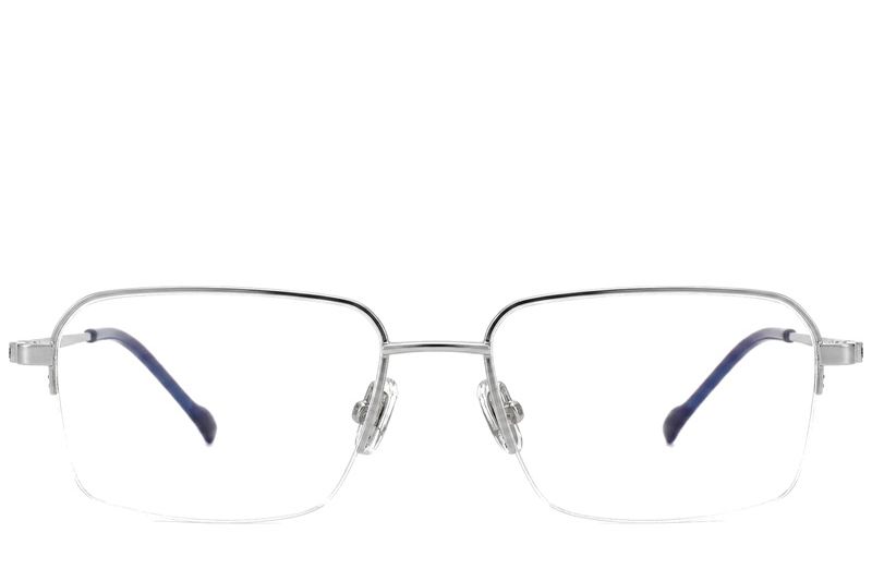 Halbrandlose Brille aus silbernem Titan #BS2012-1867