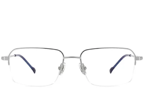 Lunettes semi-cerclées en titane argenté #BS2012-1867
