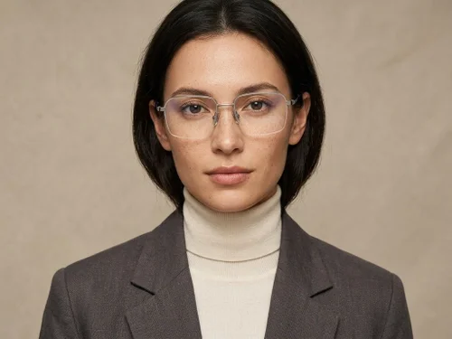 Lunettes semi-cerclées en titane argenté #BS2012-1867