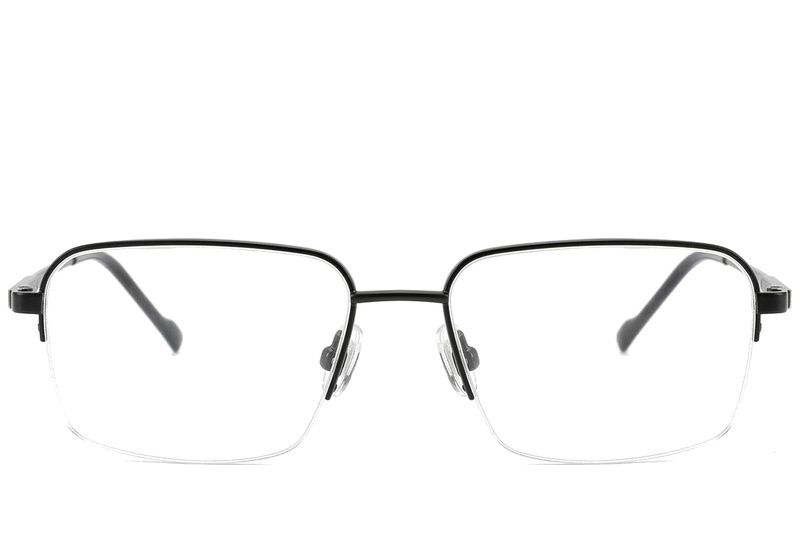 Halbrandlose schwarze Titanbrille #BS2012-1868