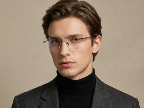 Lunettes rectangulaires en titane gris #BS2012-1870