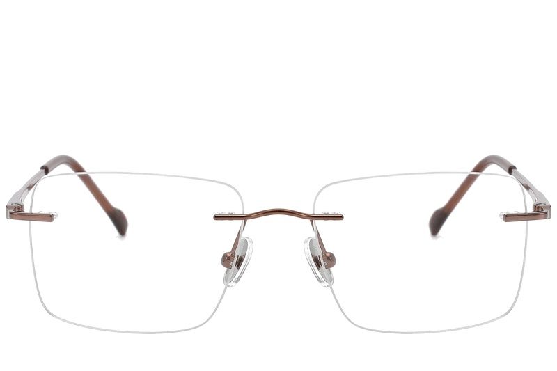 Rechteckige braune Titanbrille #BS2012-1871