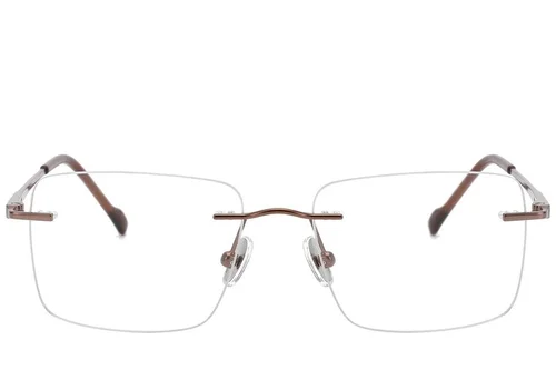 Lunettes rectangulaires en titane brun #BS2012-1871