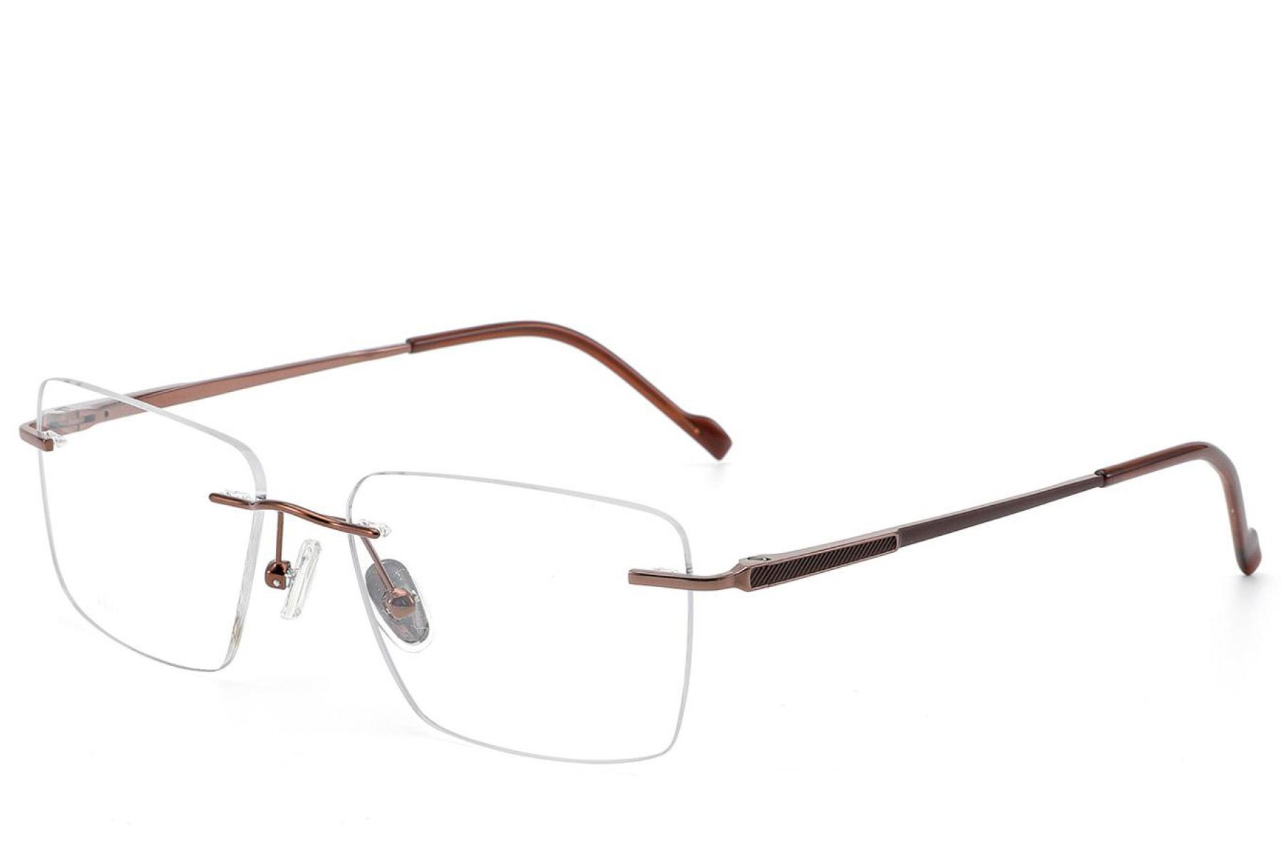 Rectangular Brown Titanium Glasses #BS2012-1871