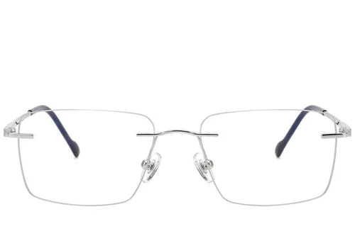Lunettes rectangulaires en titane argenté #BS2012-1872