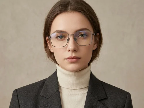 Lunettes rectangulaires en titane gris #BS2012-1875