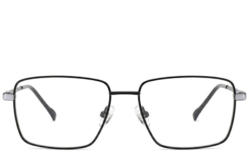 Rechteckige schwarze Titanbrille #BS2012-1878