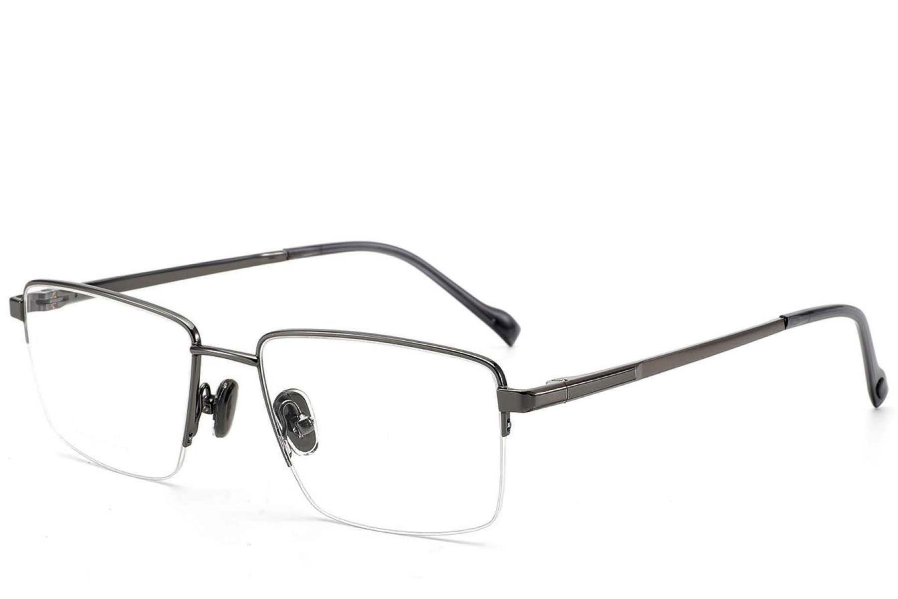 Semi-rimless Grey Titanium Glasses #BS2012-1880