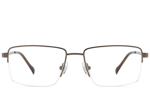 Lunettes semi-cerclées en titane brun #BS2012-1881