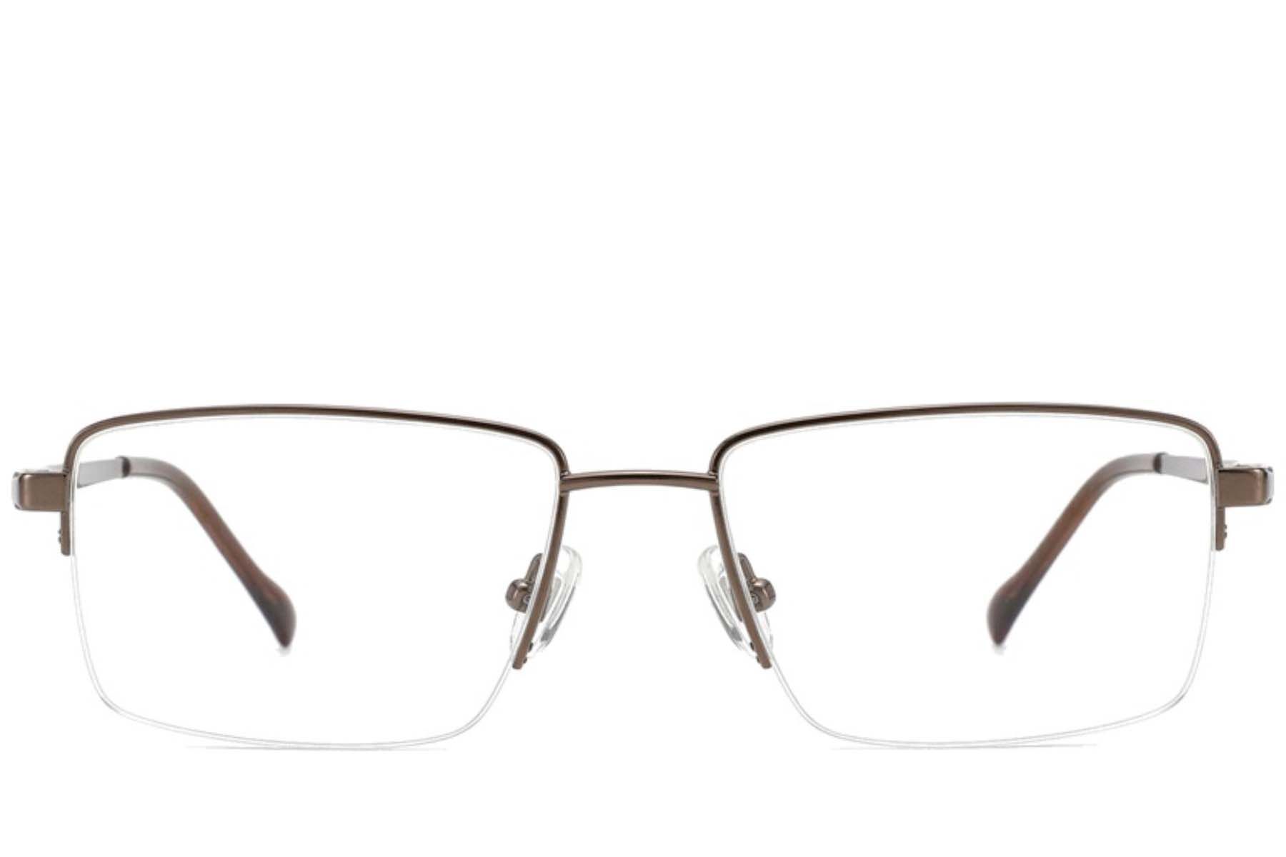 Semi-rimless Brown Titanium Glasses #BS2012-1881