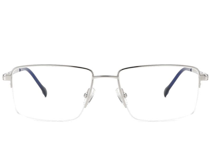 Halbrandlose Brille aus silbernem Titan #BS2012-1882
