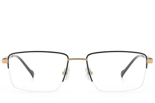 Lunettes semi-cerclées en titane noir #BS2012-1883