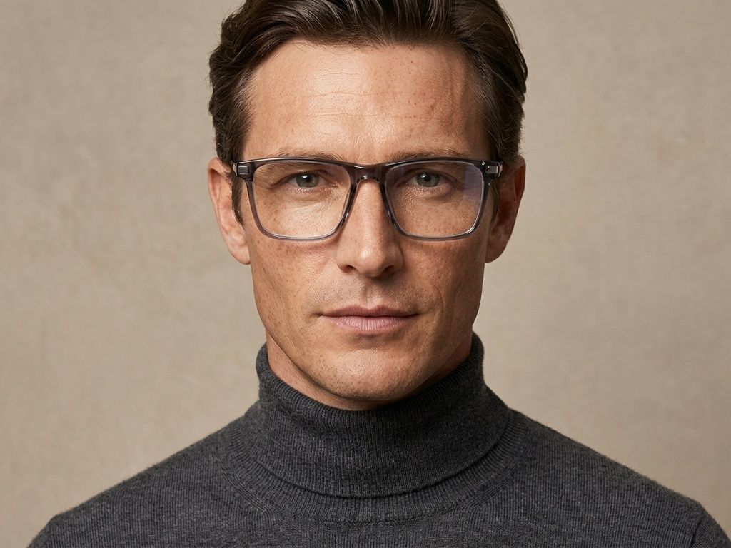 Rectangular Grey Titanium Glasses #BS2012-1890