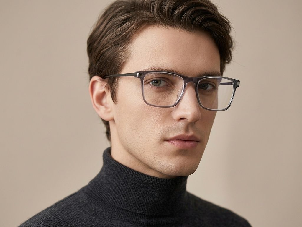 Rectangular Grey Titanium Glasses #BS2012-1893