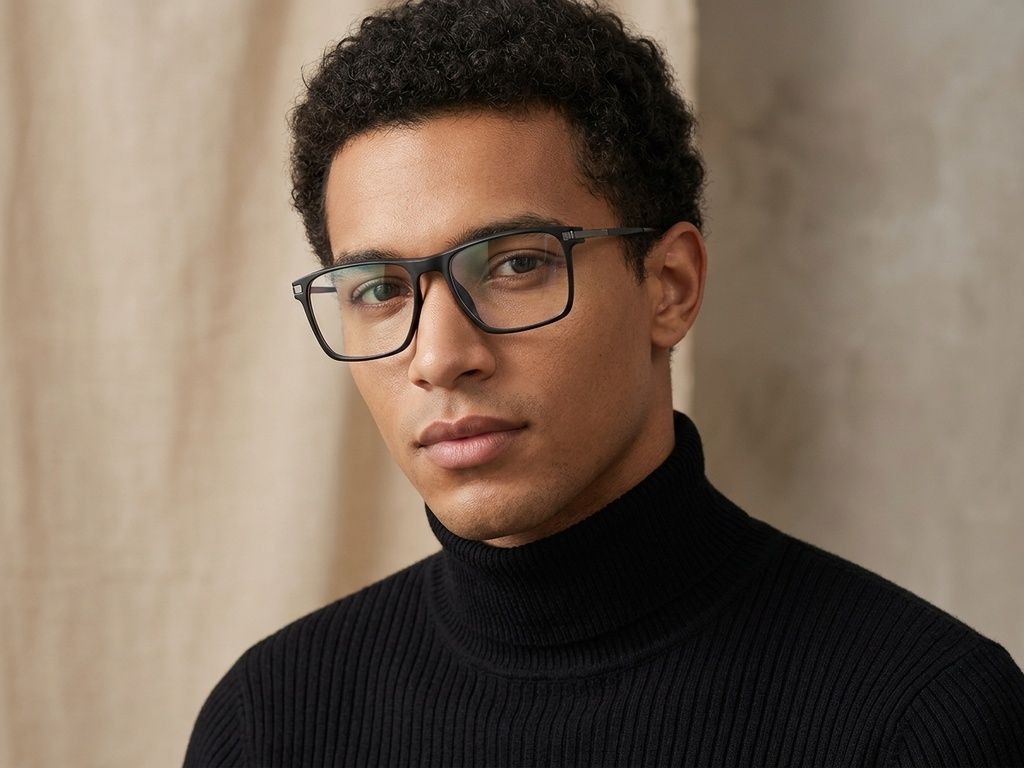 Rectangular Black Titanium Glasses #BS2012-1894