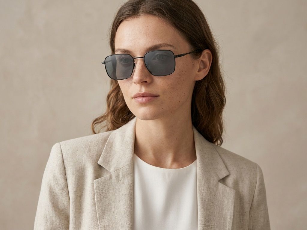 Rectangular Black Metal Sunglasses #BS2012-1895