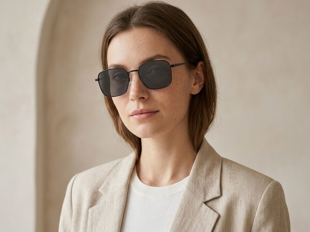 Rectangular Black Metal Sunglasses #BS2012-1896