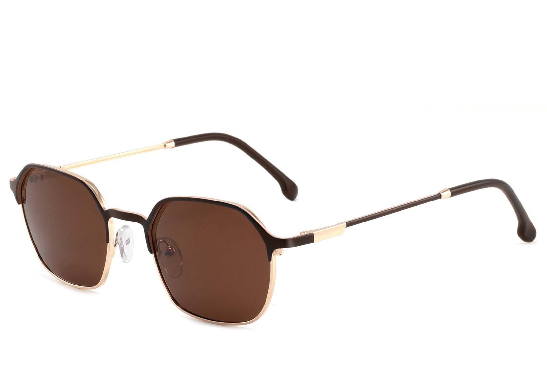 Rectangular Golden Metal Sunglasses #BS2012-1904