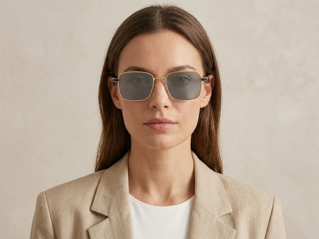 Gafas de sol rectangulares de metal dorado #BS2012-1957