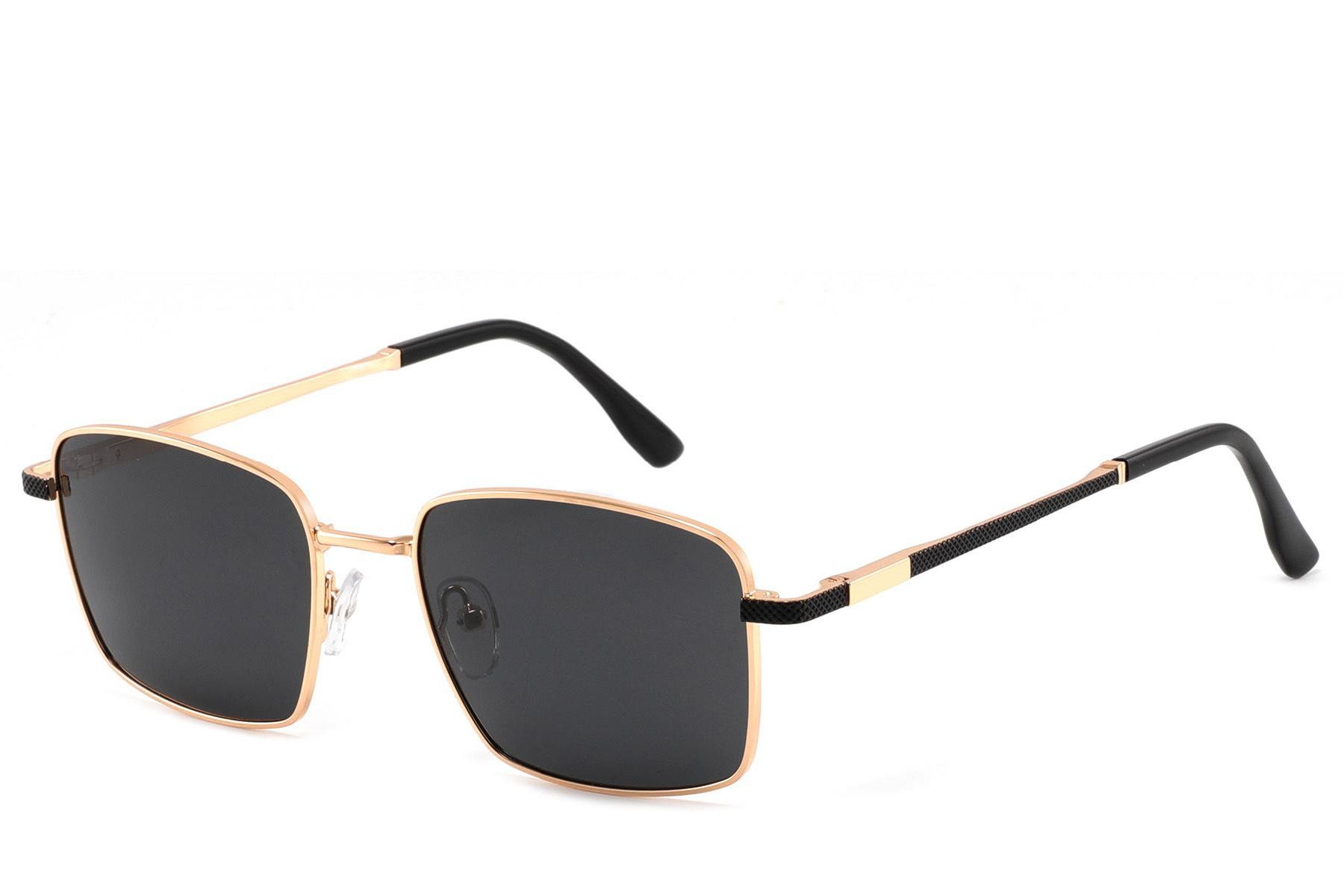 Rectangular Golden Metal Sunglasses #BS2012-1957