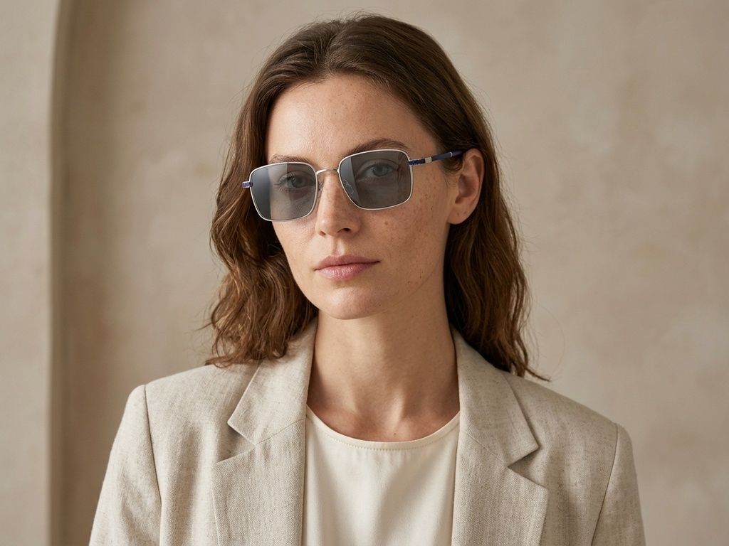 Gafas de sol rectangulares de metal plateado #BS2012-1958