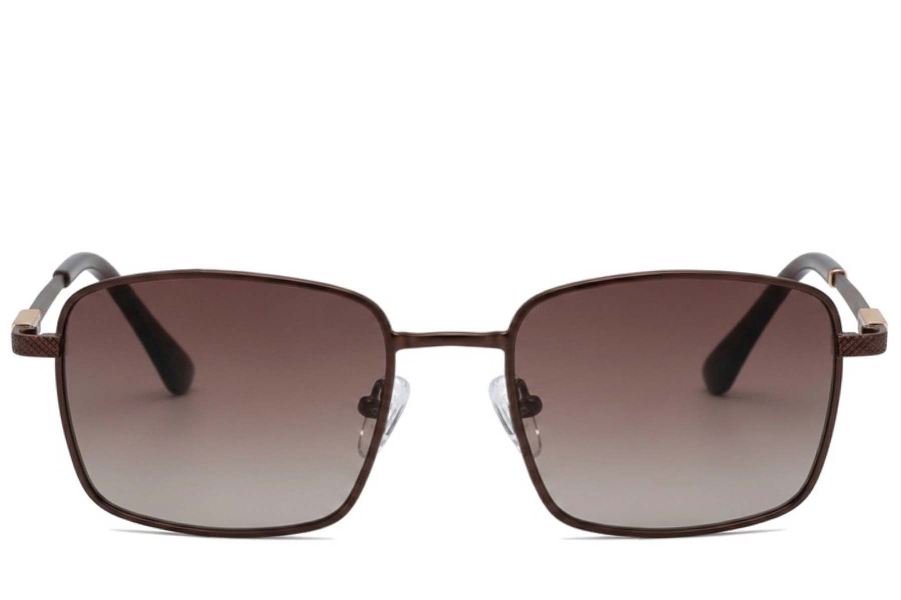 Gafas de sol rectangulares de metal marrón #BS2012-1959
