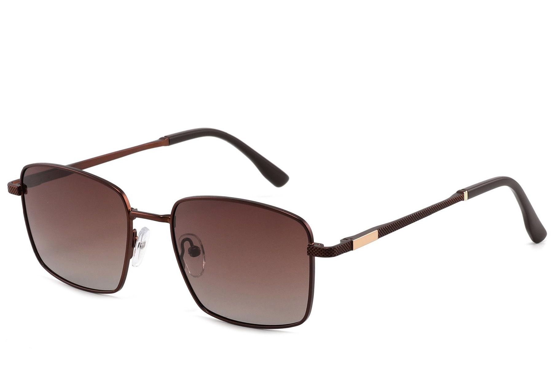 Rectangular Brown Metal Sunglasses #BS2012-1959