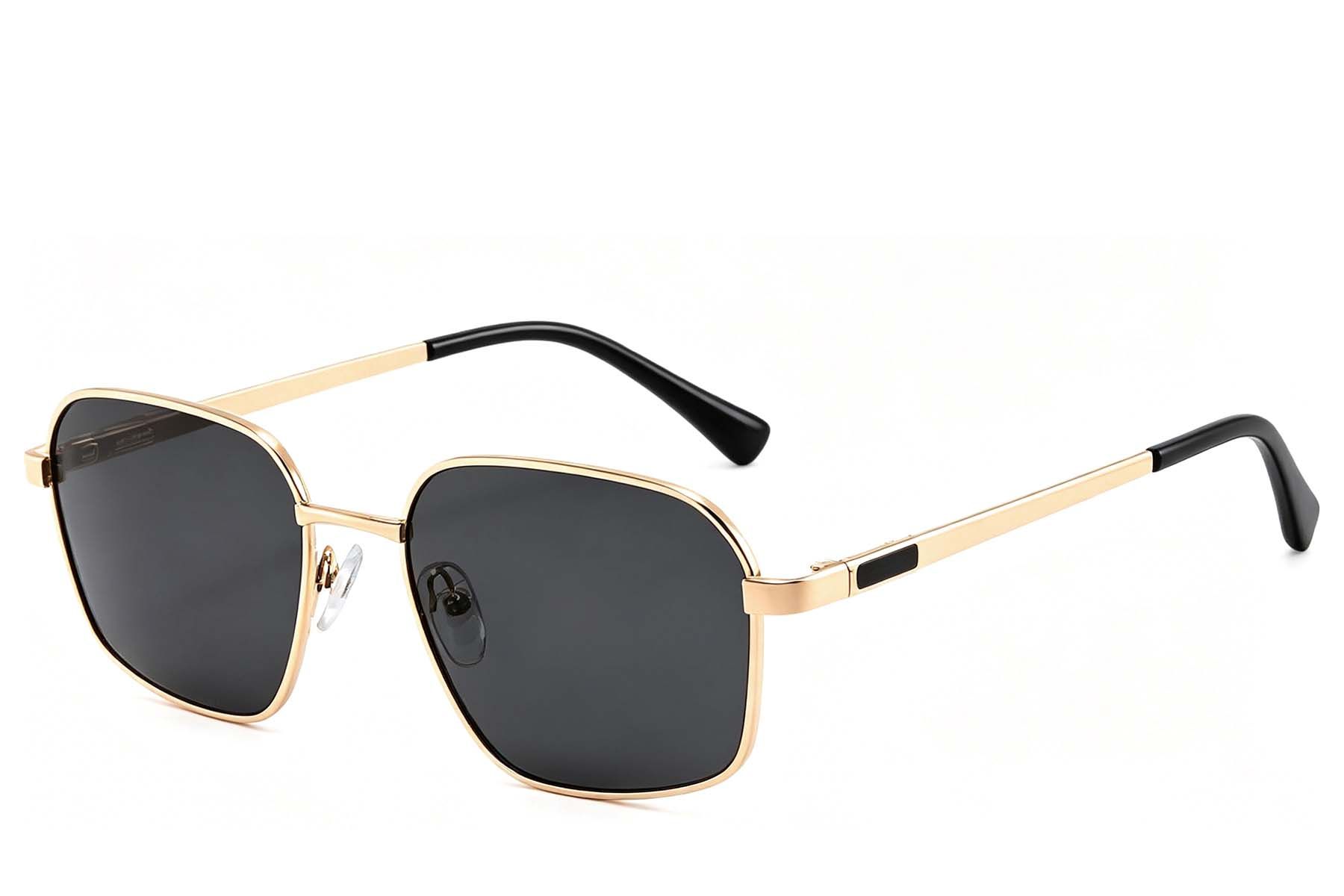 Rectangular Golden Metal Sunglasses #BS2012-1987