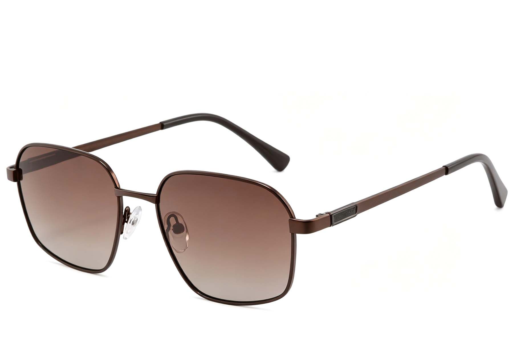Rectangular Brown Metal Sunglasses #BS2012-1989