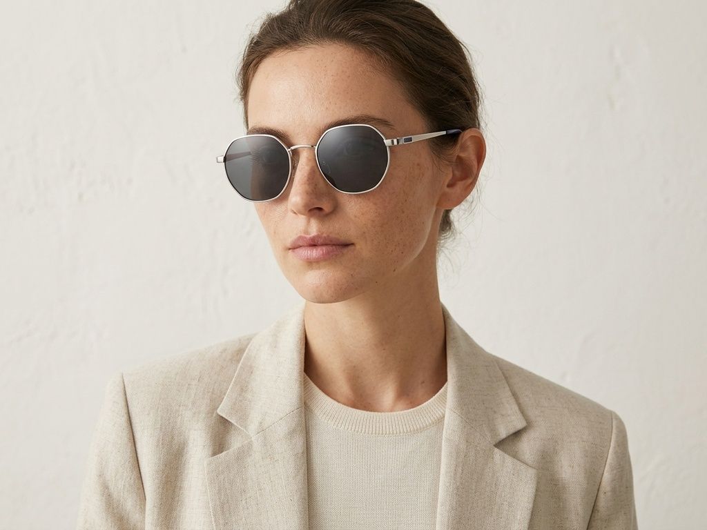 Gafas de sol ovaladas de metal plateado #BS2012-1993