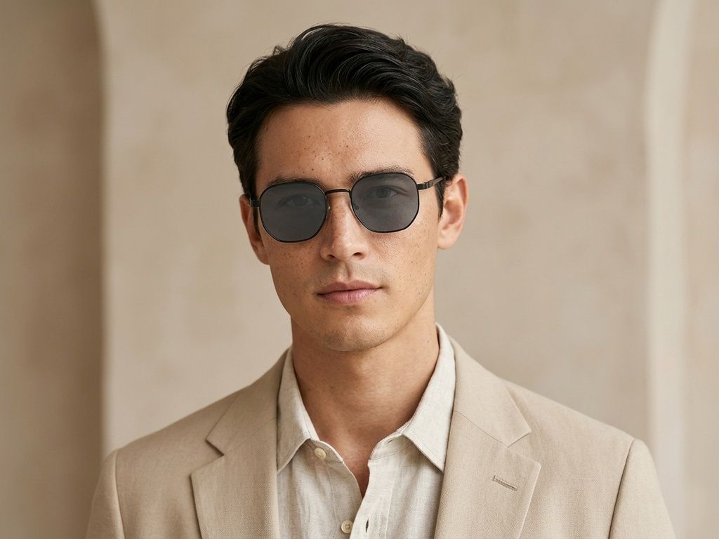 Gafas de sol rectangulares de metal negro #BS2012-1995