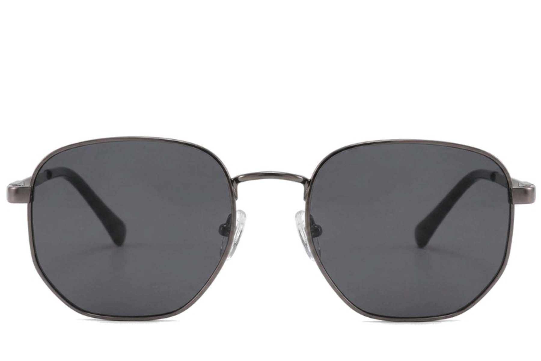 Gafas de sol rectangulares de metal gris #BS2012-1996