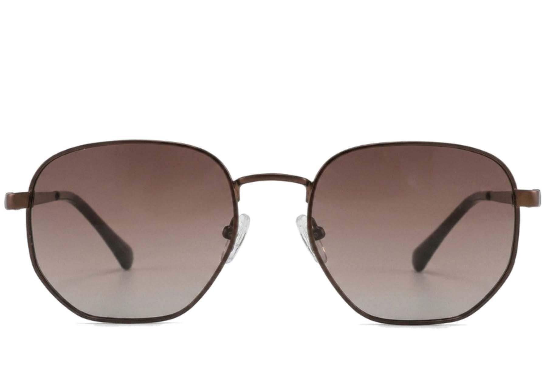 Gafas de sol rectangulares de metal marrón #BS2012-1999