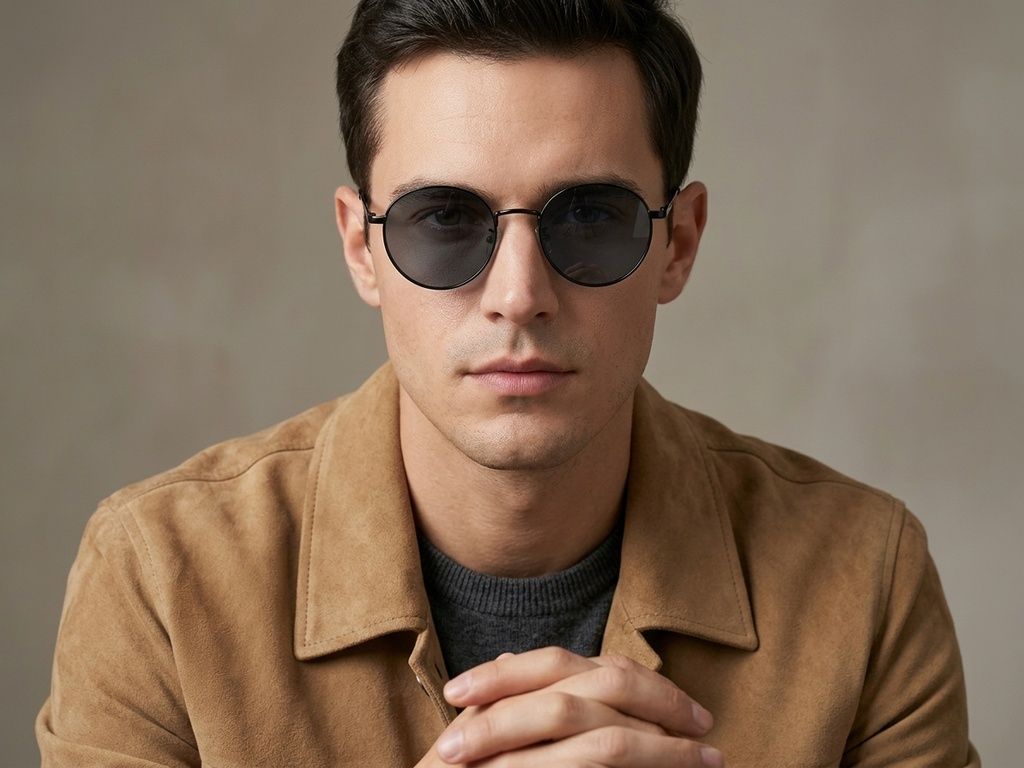 Gafas de sol ovaladas de metal negro #BS2012-2005